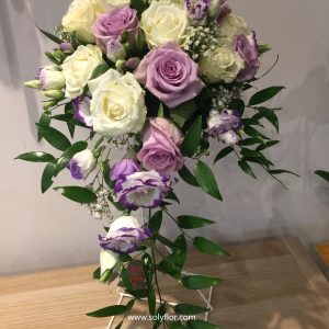 Bouquet de mariée cascade - Thème violet & blanc