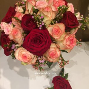 Bouquet de mariée & boutonnière - Thème rouge & rose