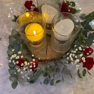 Centre de table photophore led fleuri